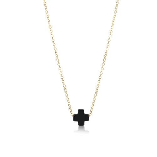 16" necklace gold - signature cross onyx