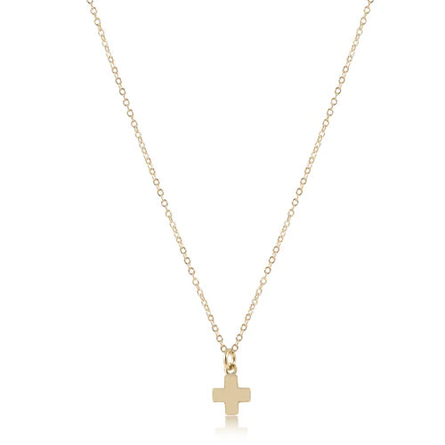 16" necklace gold - signature cross small gold charm