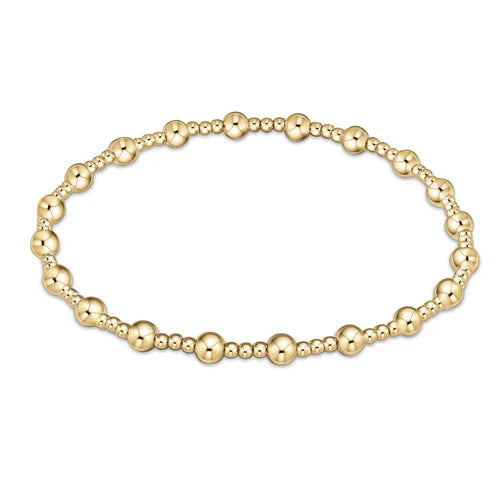 Classic sincerity pattern 4mm bead bracelet- gold (EXTENDS)