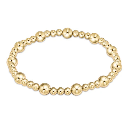 Classic sincerity pattern 6mm bead bracelet - gold (EXTENDS)