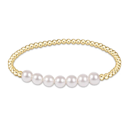 Classic gold beaded bliss 3mm bead bracelet - 6mm pearl