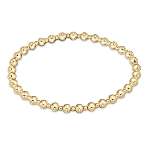 Classic grateful pattern 4mm bead bracelet- gold (EXTENDS)