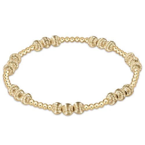 Dignity joy pattern 5mm bead bracelet - gold