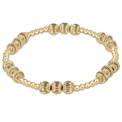 Dignity joy pattern 6mm bead bracelet - gold