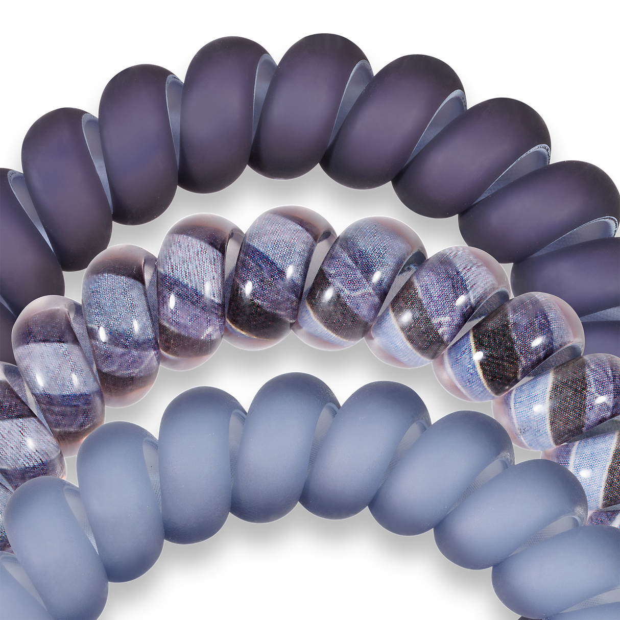 Midnight Rain - Large Spiral Hair Coils, Hair Ties, 3-pack