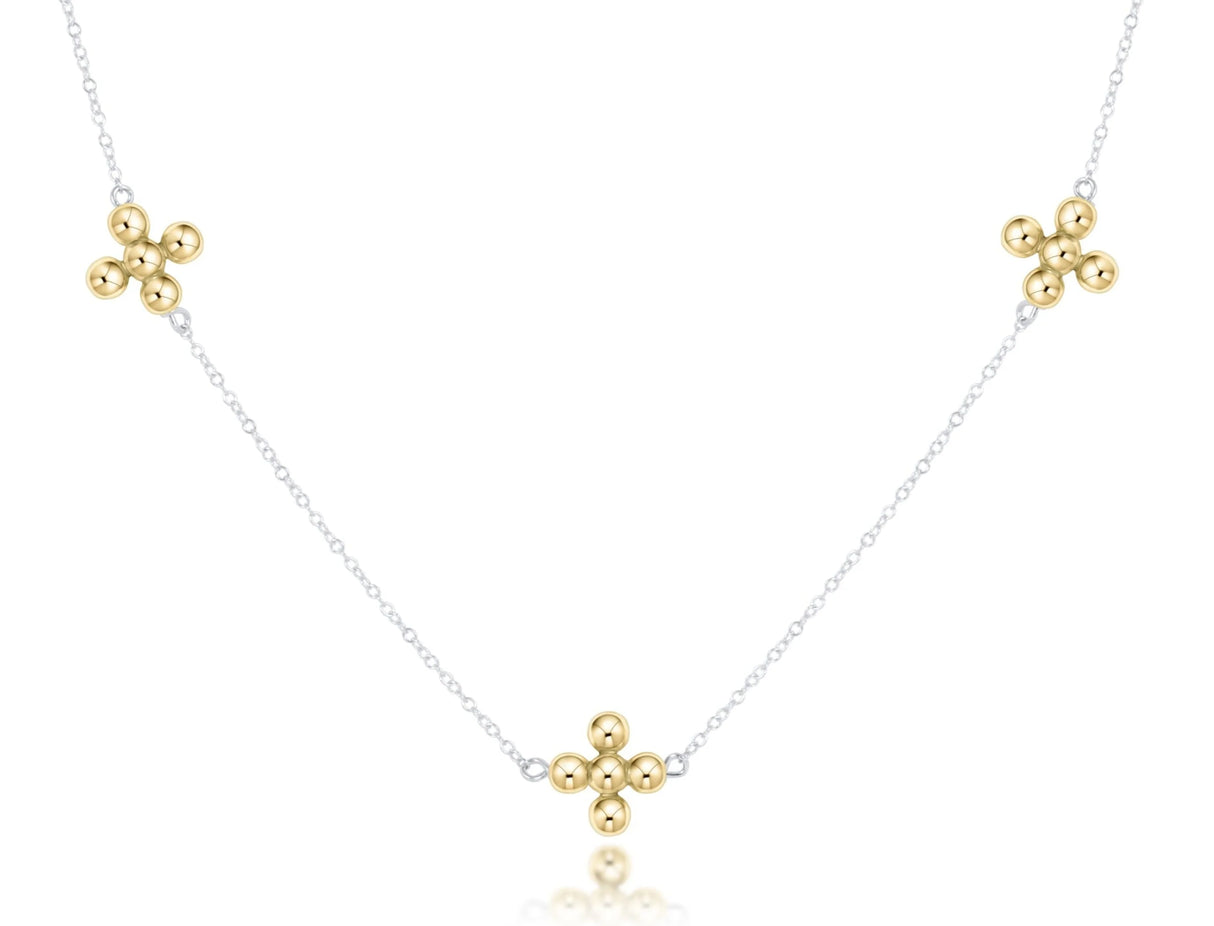 Choker simplicity chain sterling mixed metal - classic beaded signature cross gold