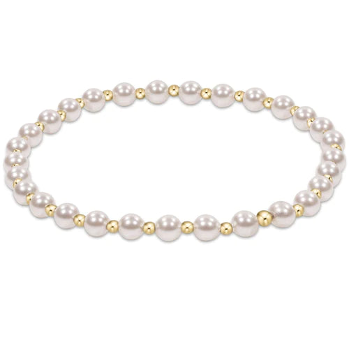 Classic grateful pattern 4mm bead bracelet - pearl