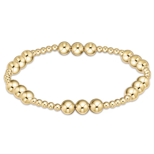 Classic joy pattern 6mm bead bracelet - gold