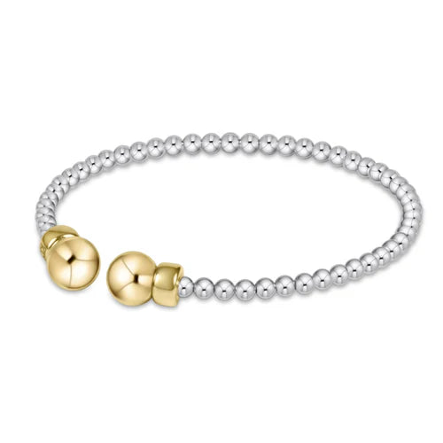 Classic sterling mixed metal 3mm bead cuff- cuff