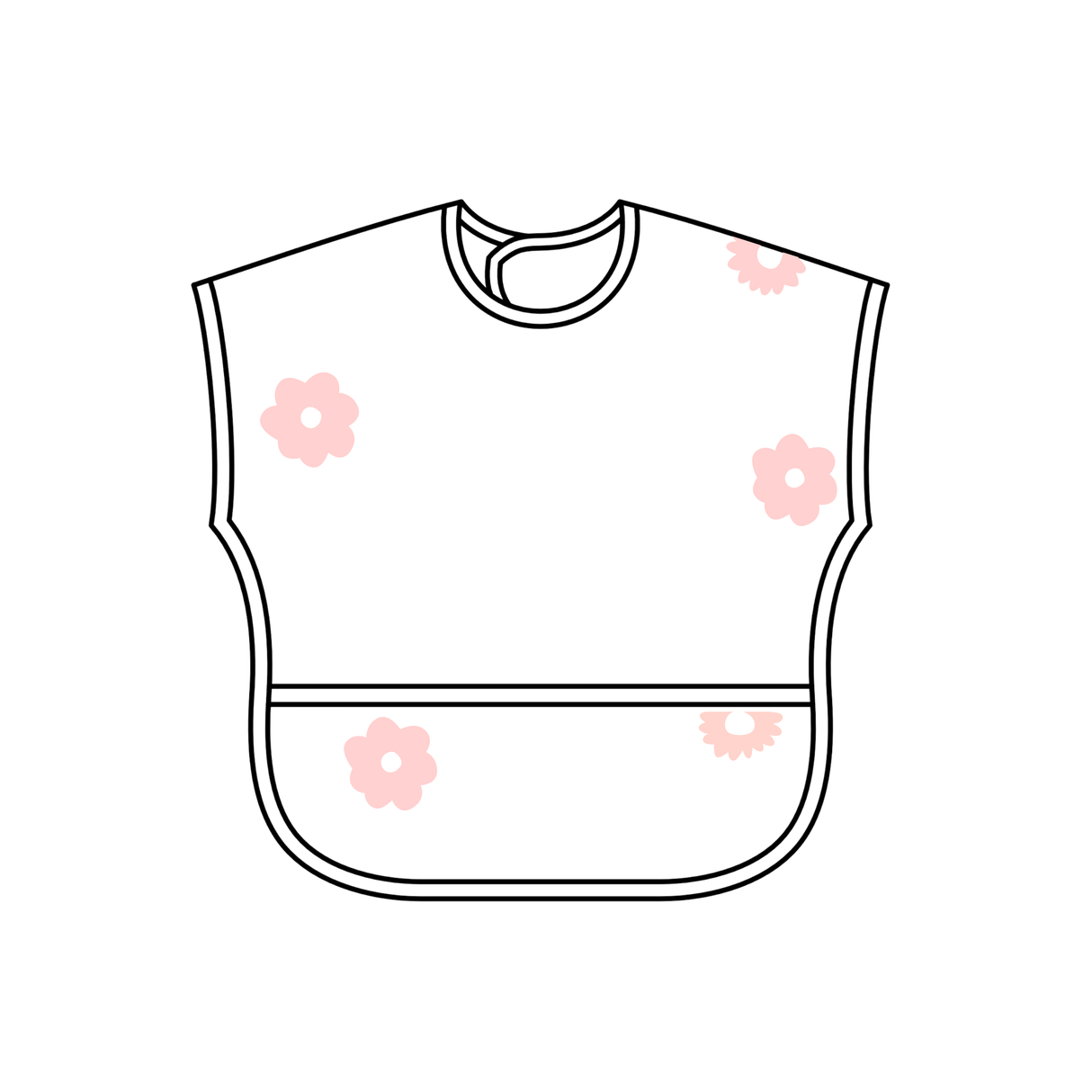 Smock Bib for Baby & Toddler Short Sleeve (Pink Flowers)