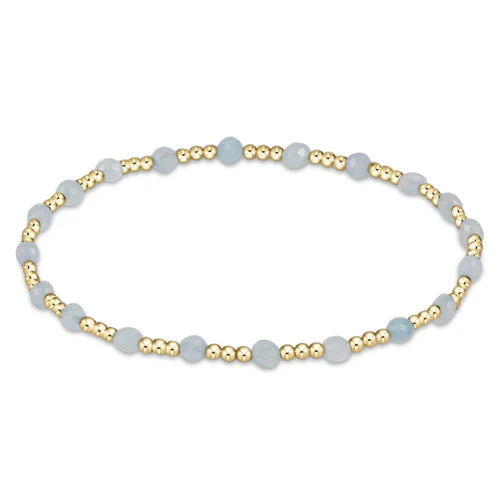 Gemstone gold sincerity pattern 3mm bead bracelet - aquamarine