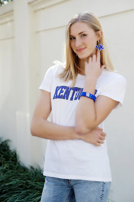 Kentucky Wildcats Resin Logo Drop Hoop Earrings