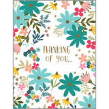 Thinking of You Greeting Card - Teal Flowers