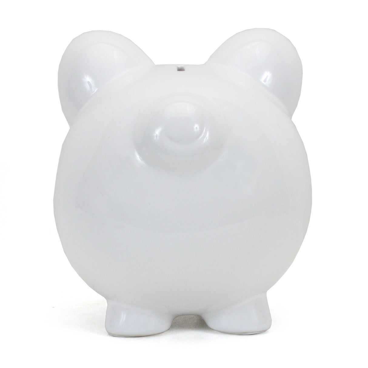 White Big Ear Pig- Glazed Ceramic Piggy Bank