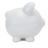 White Big Ear Pig- Glazed Ceramic Piggy Bank