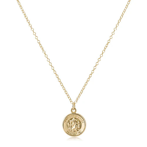 16" necklace gold - protection gold disc