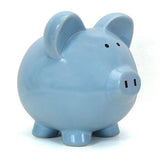 Blue Big Ear Pig- Glazed Ceramic Piggy Bank