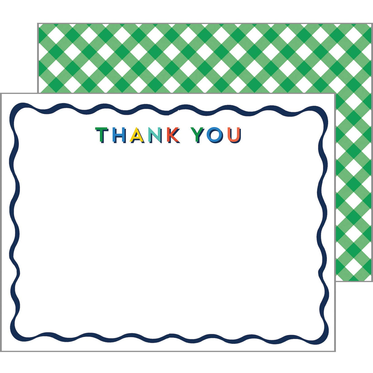 Kids Scallop "Thank You" Flat Notecards | Navy