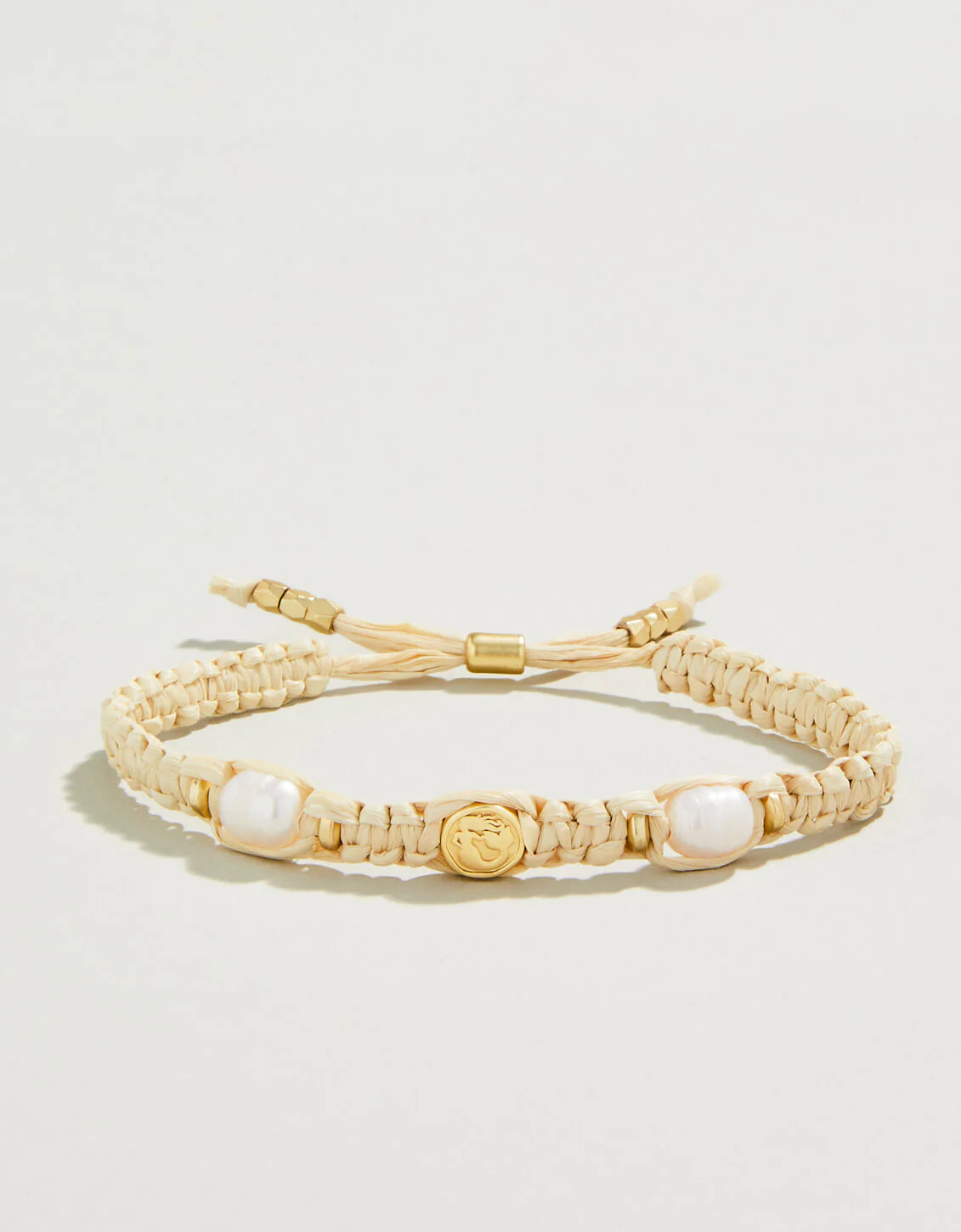 Straw Slide Bracelet Natural/Pearl