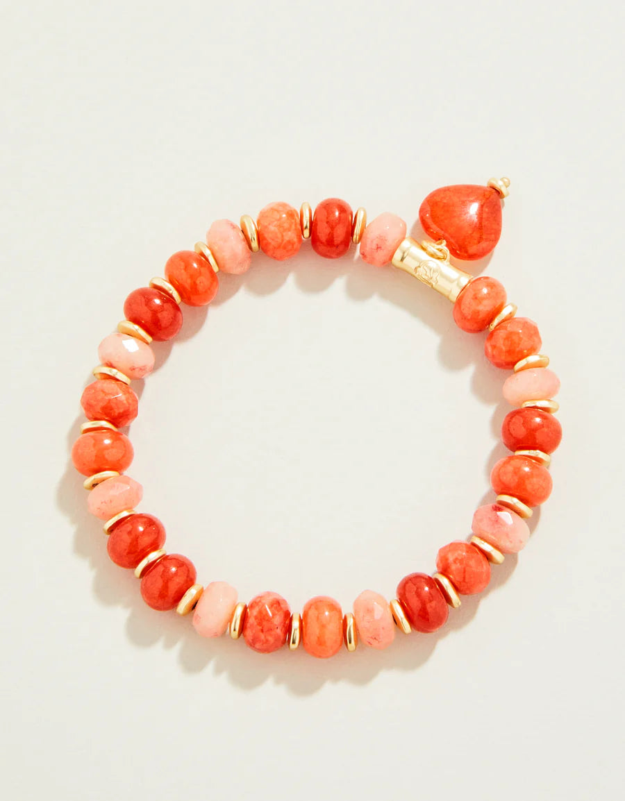 Stone Stretch Bracelet 8mm Red/Heart