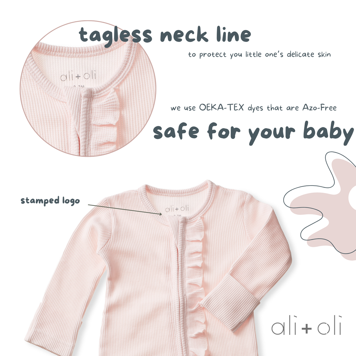 Baby Ruffle Footie 2-Way Zipper – Organic Cotton Waffle Knit