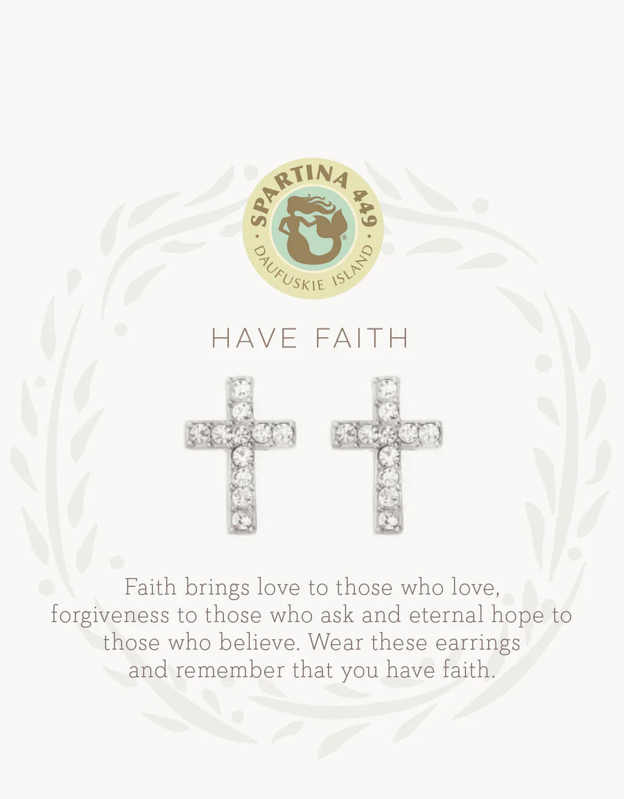 Sea La Vie Stud Earrings Have Faith/Cross