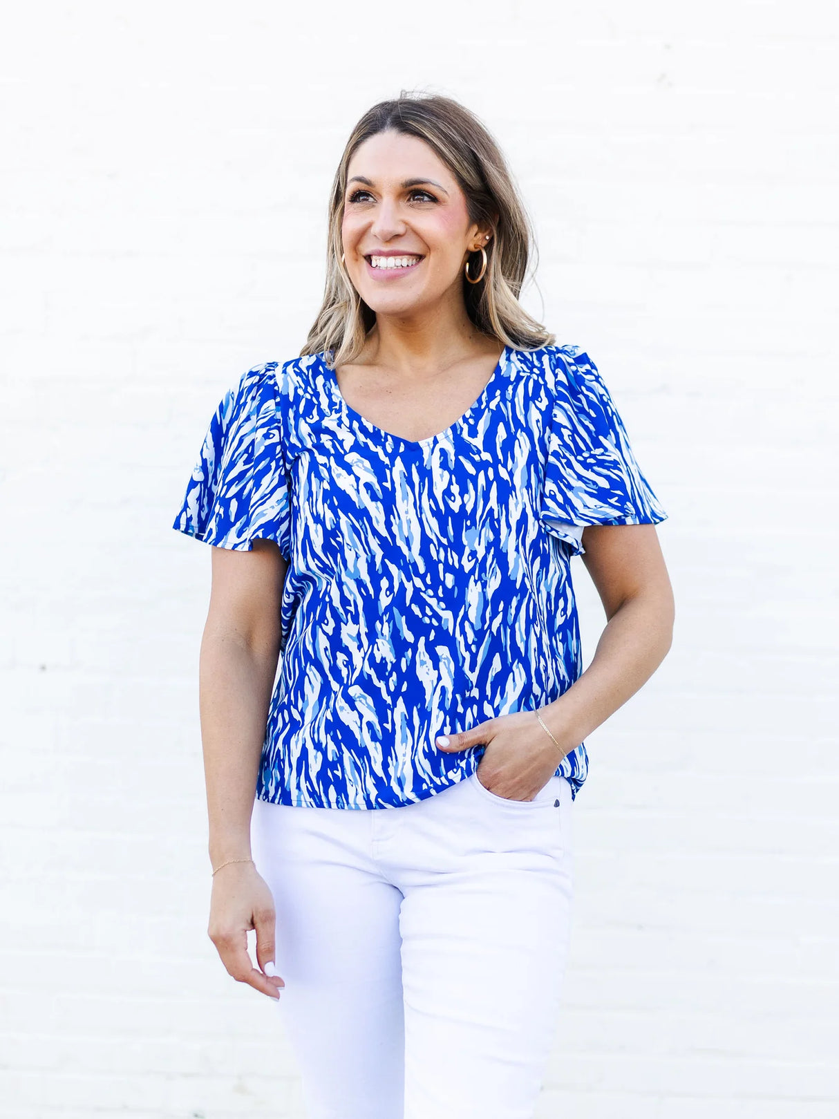 Paisley Top | Tiger Tail Blue + White