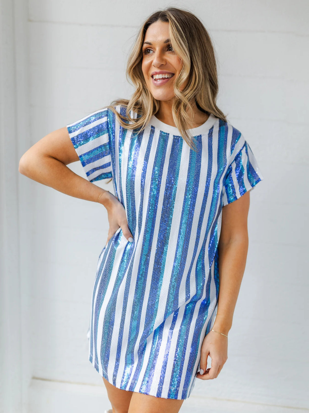 Julia Dress | Blue + White