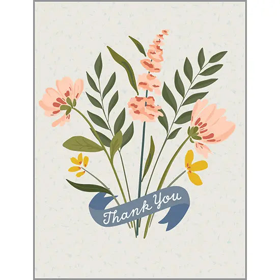 Thank You Greeting Card - Banner Wildflowers