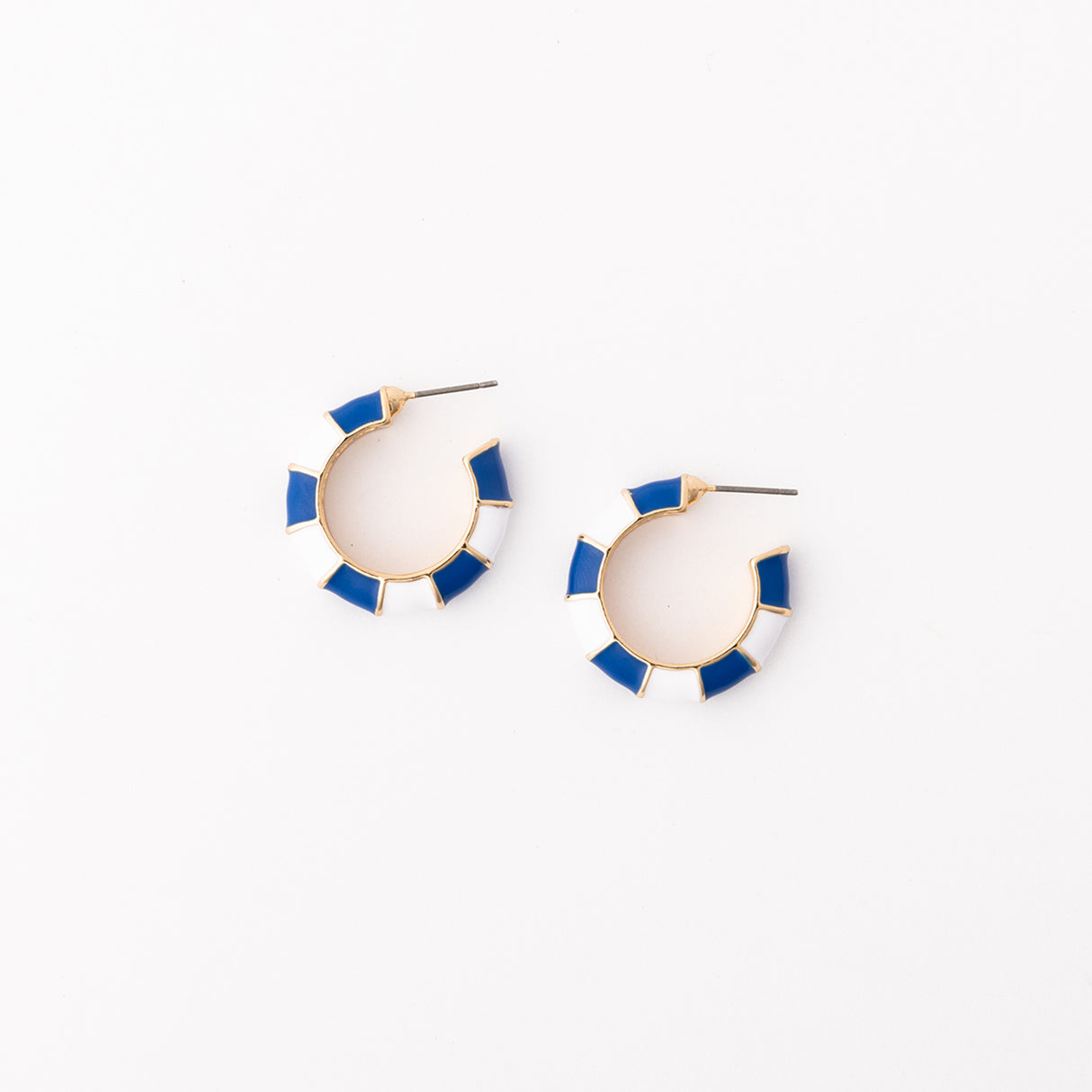 Ashlynn Blue & White Hoop Earrings