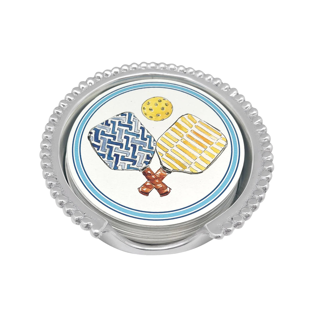 Pickleball Paddle Beaded Coaster Set