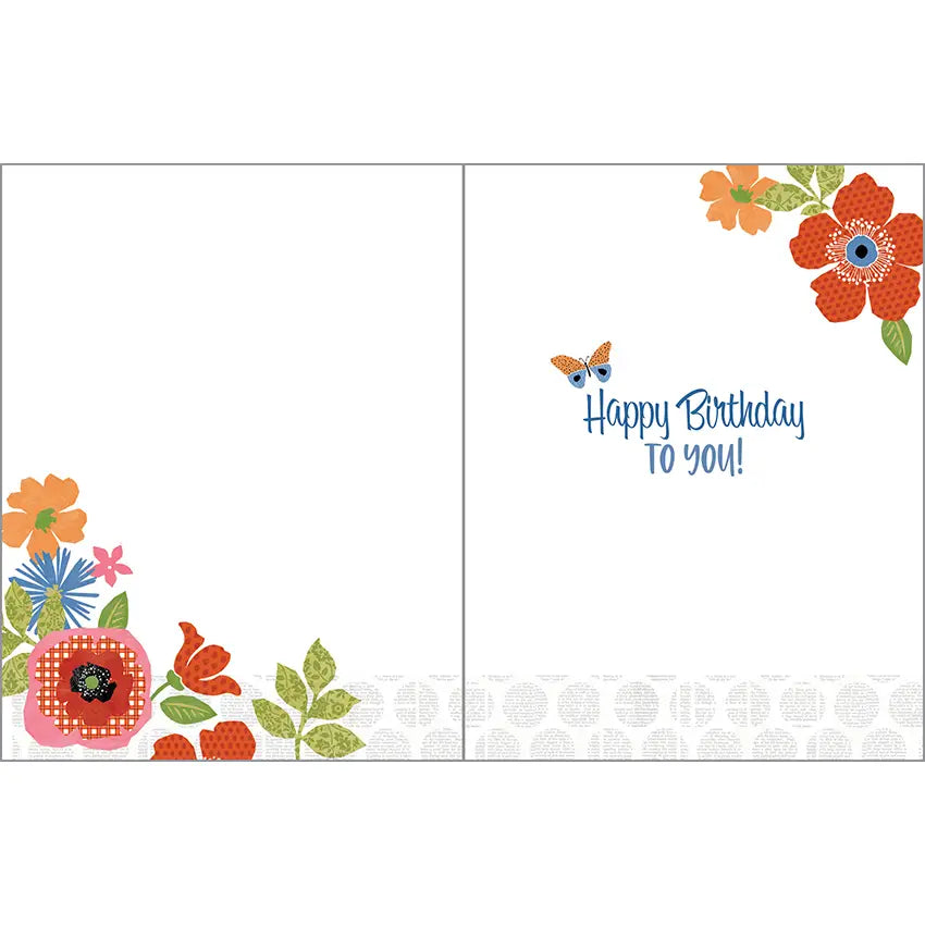 Birthday Card - Patterned Flowers