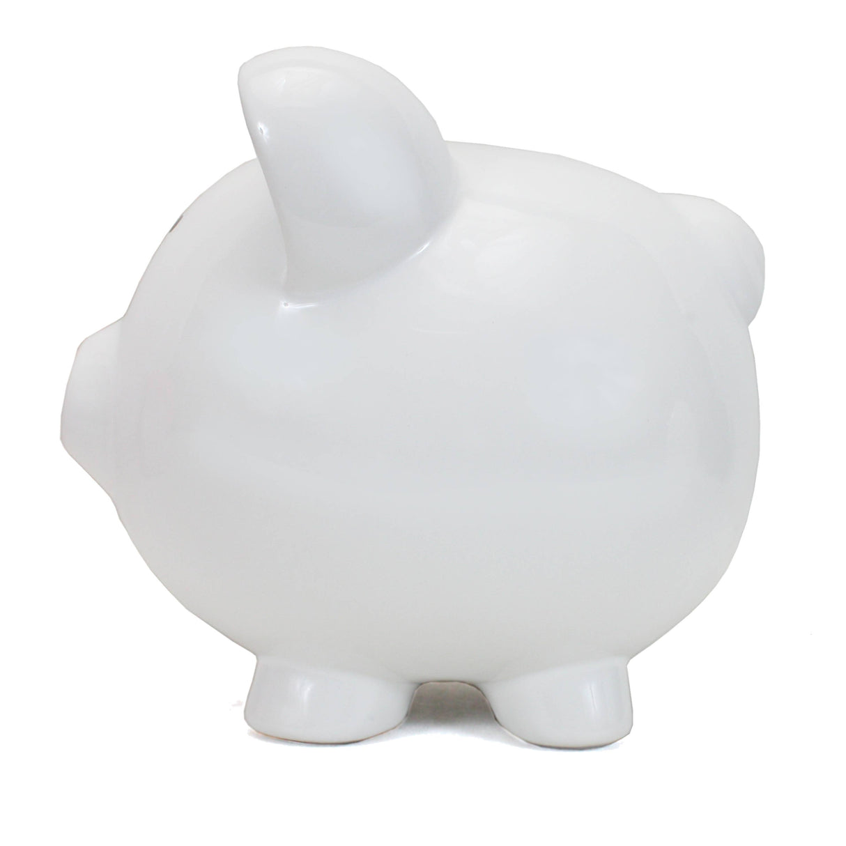 White Big Ear Pig- Glazed Ceramic Piggy Bank