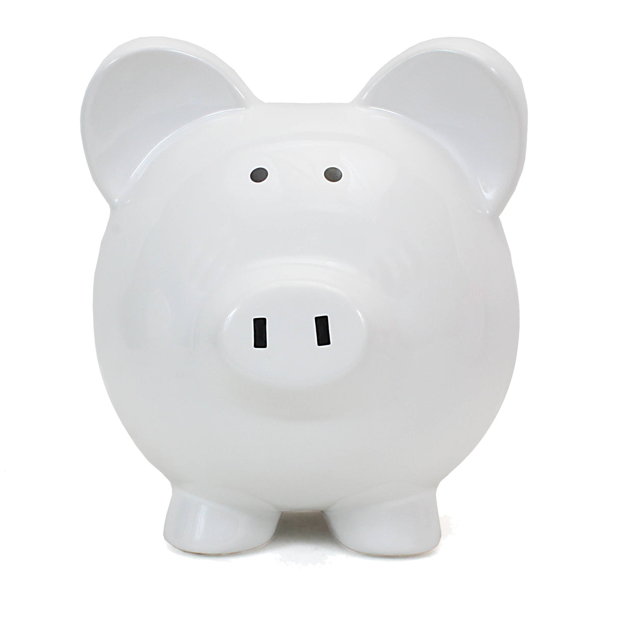 White Big Ear Pig- Glazed Ceramic Piggy Bank