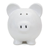 White Big Ear Pig- Glazed Ceramic Piggy Bank