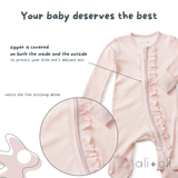 Baby Ruffle Footie 2-Way Zipper – Organic Cotton Waffle Knit