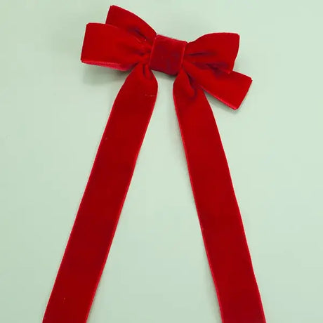 Soft Long Velvet Ribbon Bow Hair Clips