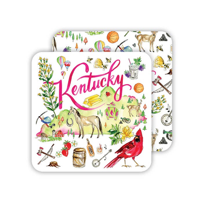 Kentucky Handpainted Icons Paper Coaster