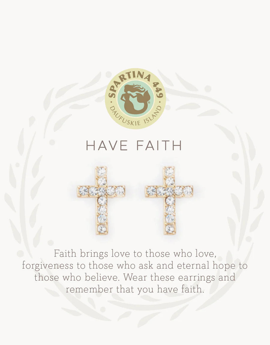 Sea La Vie Stud Earrings Have Faith/Cross