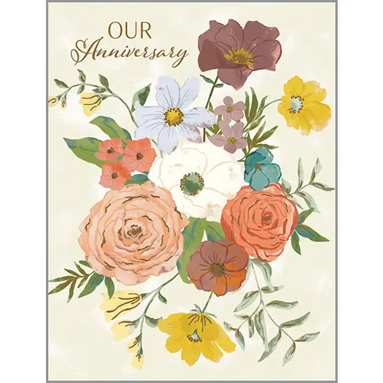 Anniversary Card - Golden Boho Flowers