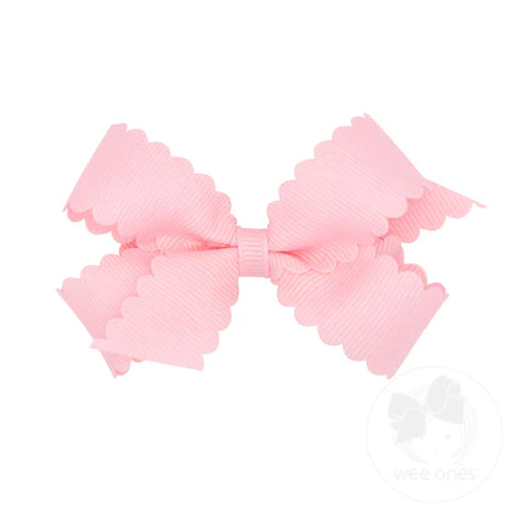 Mini Grosgrain Hair Bow with Scalloped Edge