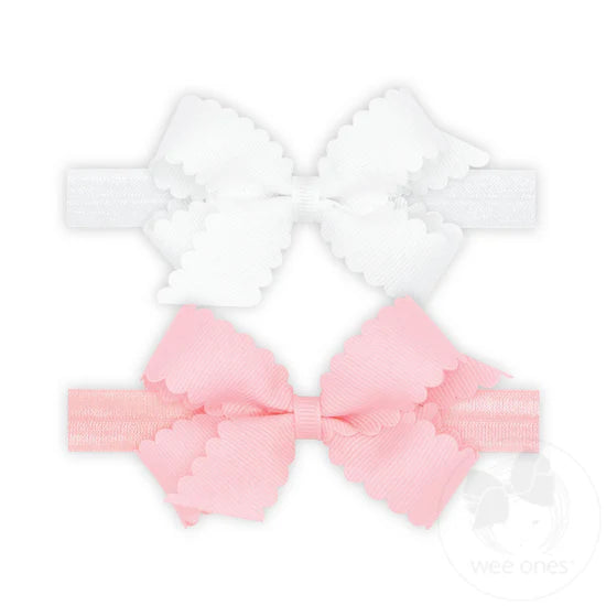 Two Mini Scallop Bows With Bands