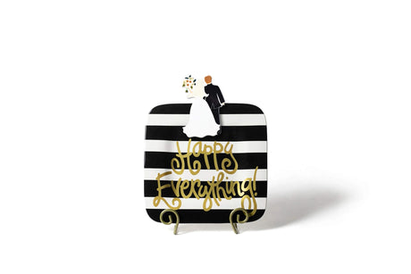 Black Stripe Mini Happy Everything! Square Platter