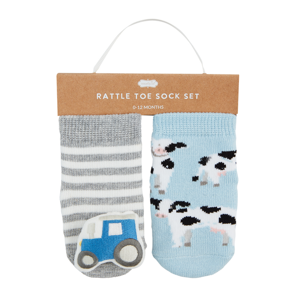 Cow Farm Rattle Toe Socks