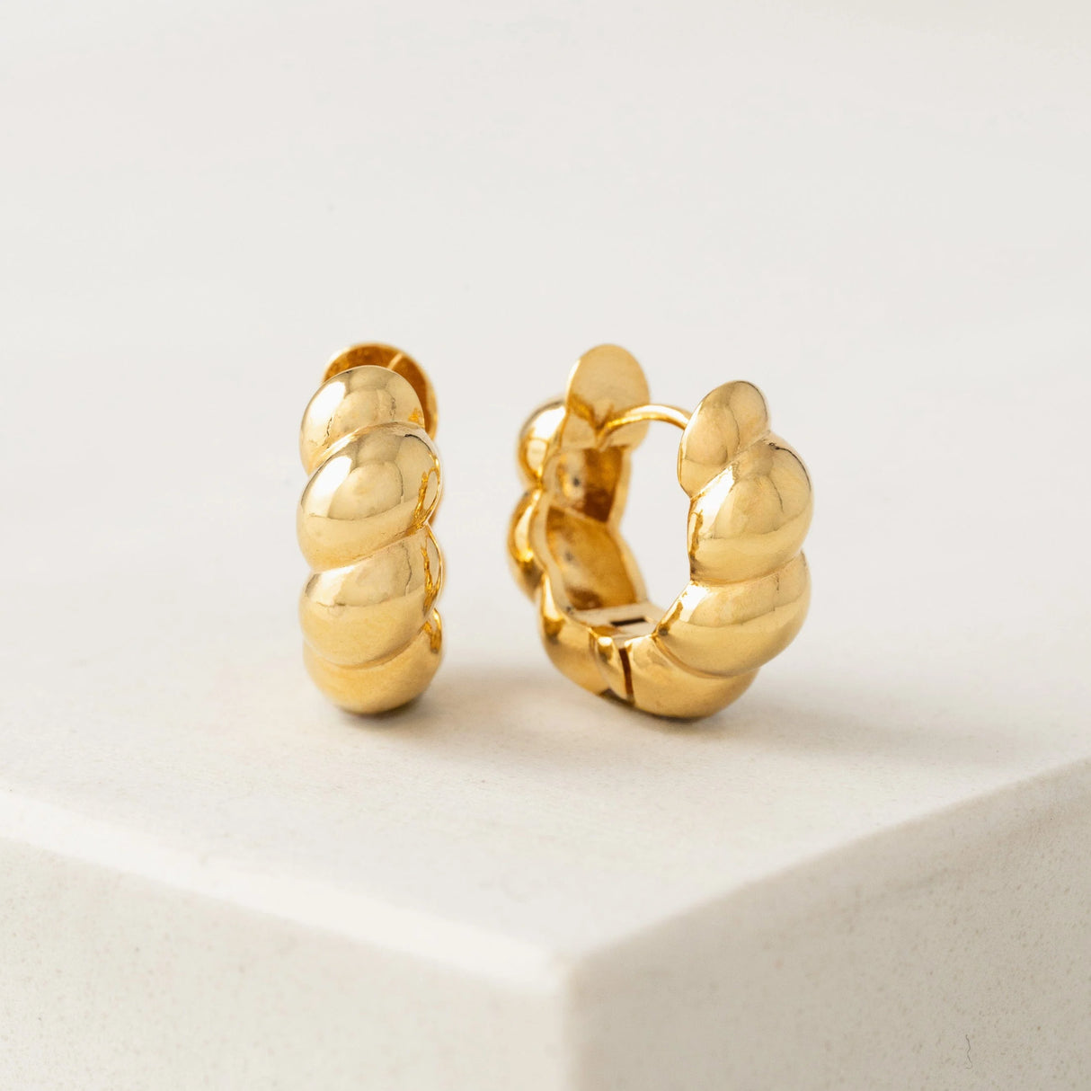 Croissant Puff Hoop Earrings Gold