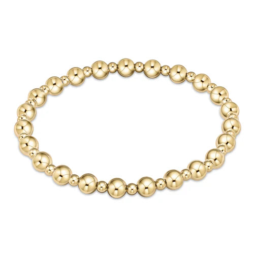 Classic grateful pattern 5mm bead bracelet - gold (EXTENDS)