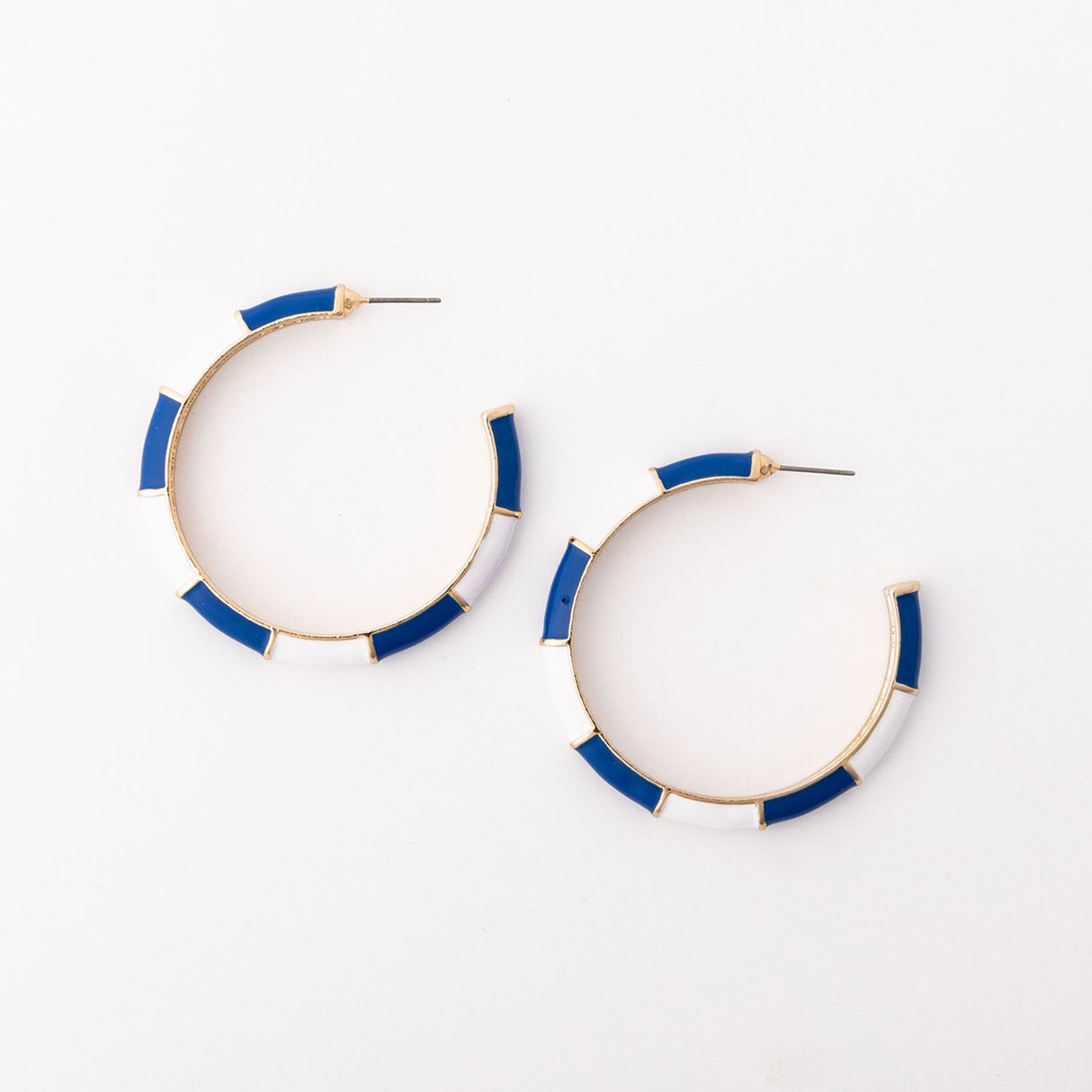 Ashlynn Blue & White Hoop Earrings