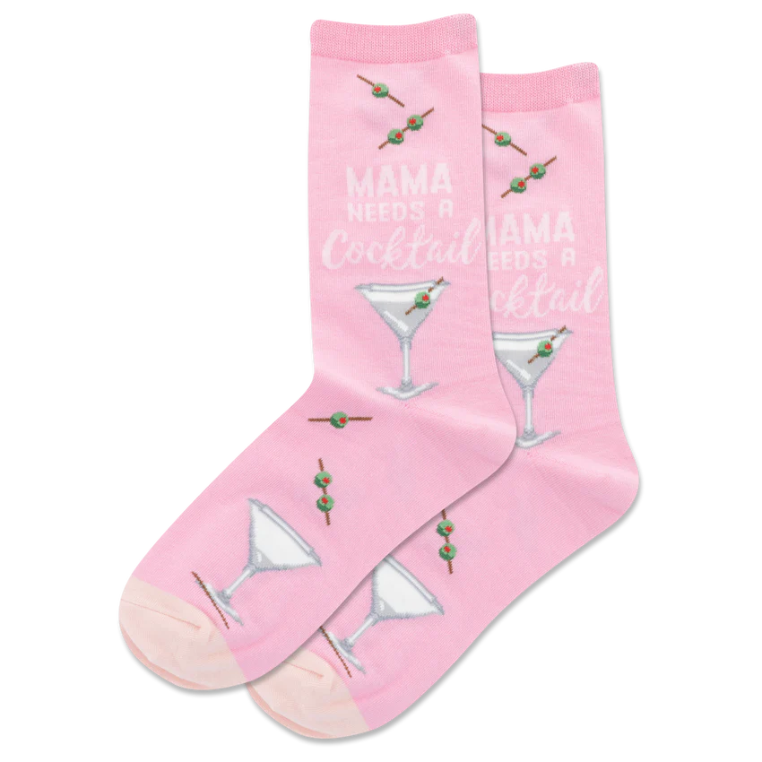 Women's Mama Needs A Cocktail Crew Socks- HOTSOX