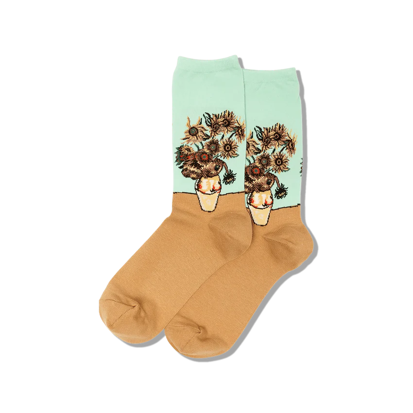 Women's Van Gogh's Sunflowers Crew Socks- HOTSOX