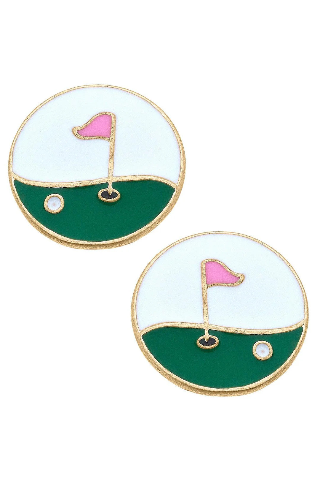 Hole in One Enamel Golf Stud Earrings